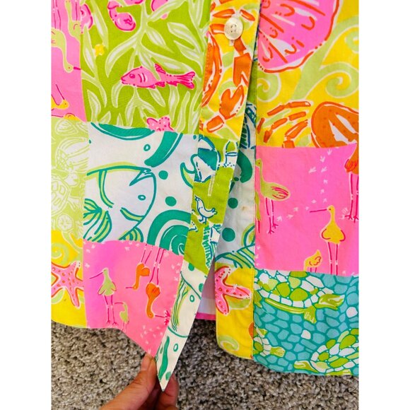 Vintage Lilly Pulitzer Womens Sz 10 Patchwork Sleeveless Collared Dress Multicol - Picture 9 of 12